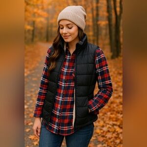 Ambiance Sherpa-Lined Plaid Flannel Shirt Size Small